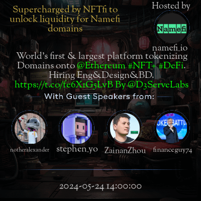 Event hosted by Namefi discussing NFT liquidity for domains.